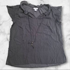 Liz Claiborne Black & White Ruffle Short Sleeve Size Medium